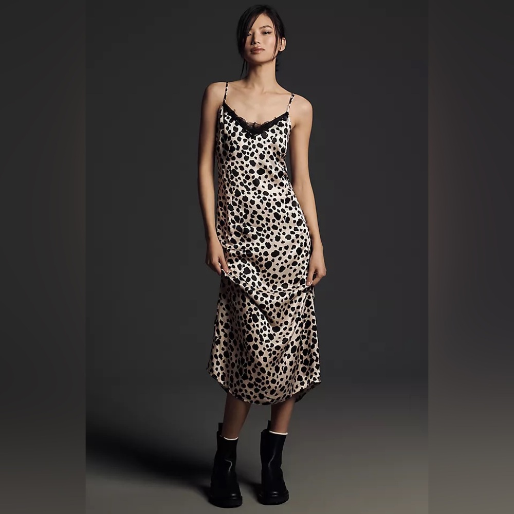 Anthropologie V-Neck Open-Back Slip Midi Dress